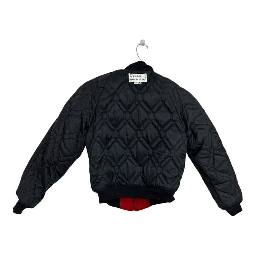 Bloomingdale's Varsity Jacket Boys Medium Red‎ Black Excellent World Staff Patch